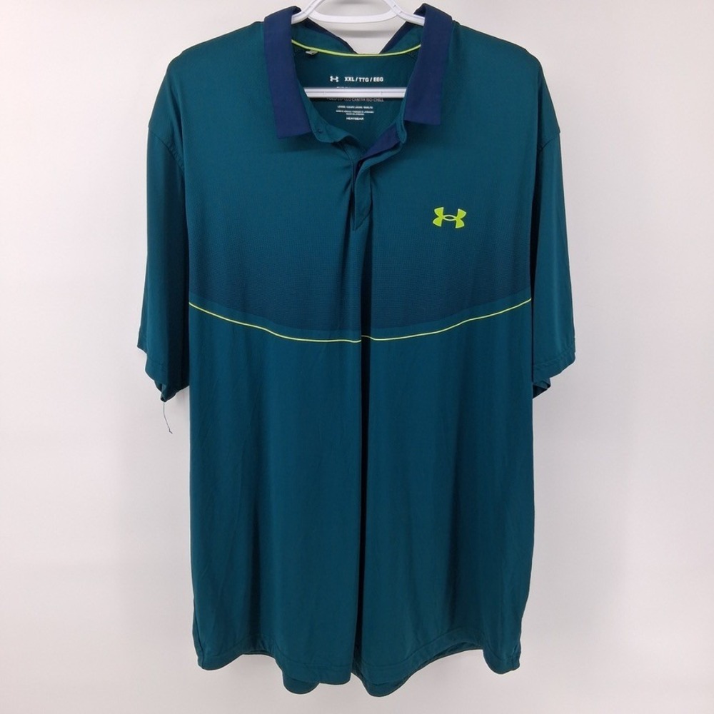 Under Armour Iso-Chill Polo Mens XXL Teal Loose Short Sleeve Golf Shirt Solid